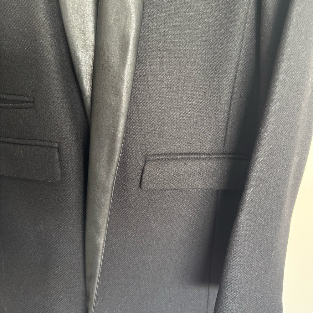 Zara Black Blazer with Leather Trim - Picture 7 of 13